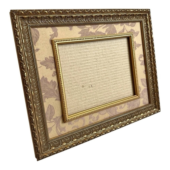 Rare Vintage Gold Gilded Floral Layered Picture Frame 16.5"x13.5" Fits 9"x7.5" - Picture 4 of 5